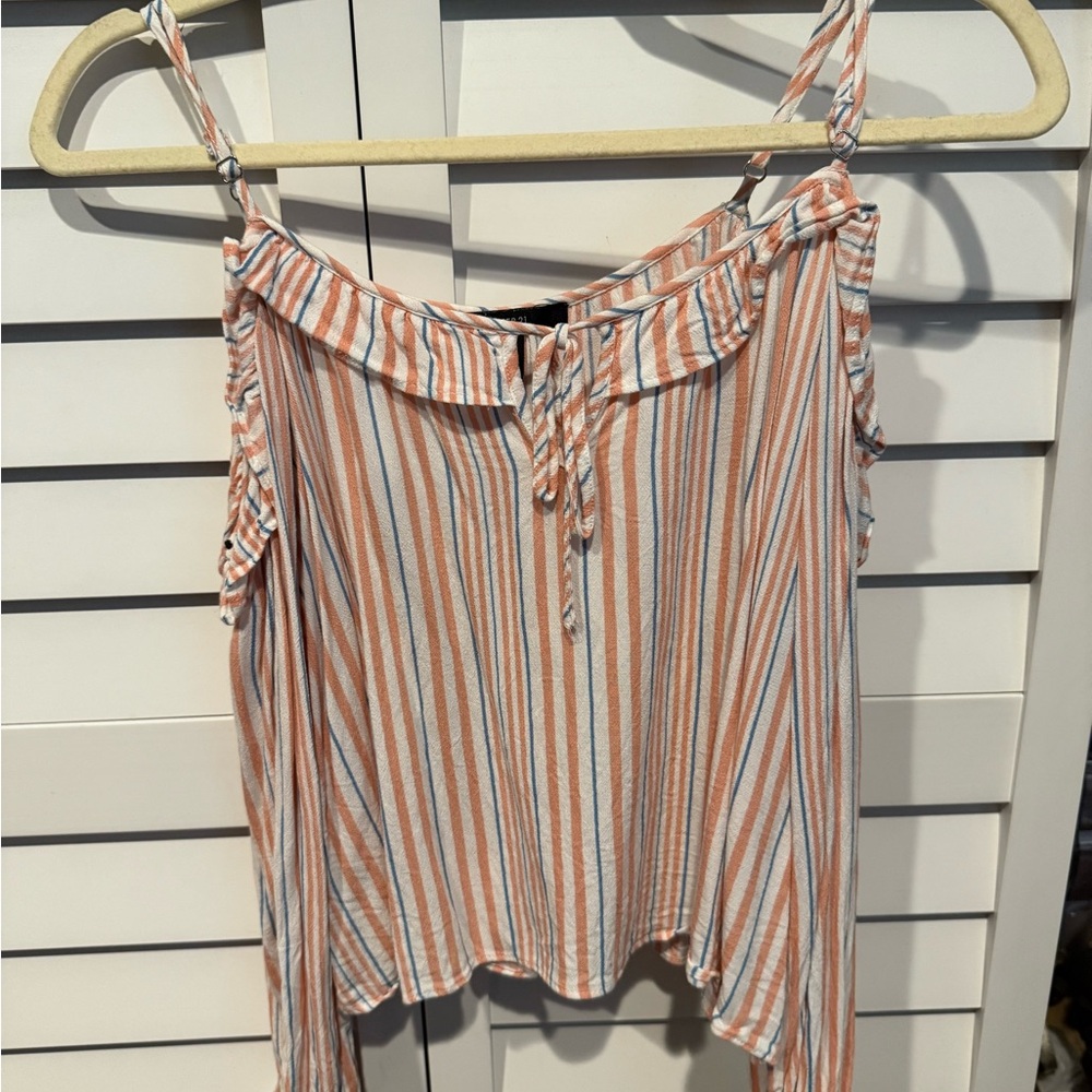Forever 21 Orange and White Striped Camisole